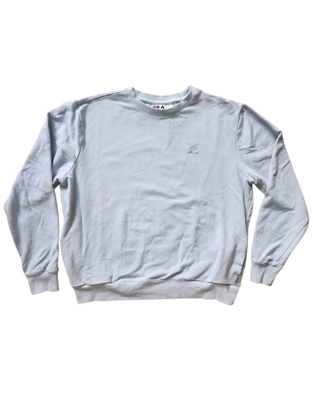 Fila Crewneck Sweatshirt Women's Large Light Blue Minimal Logo Pullover